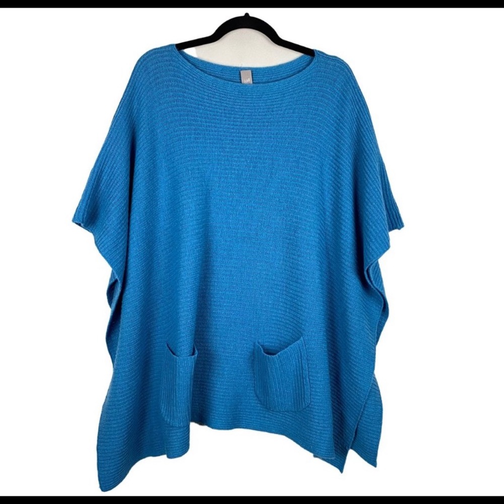 J. Jill Wool Blend Blue Poncho